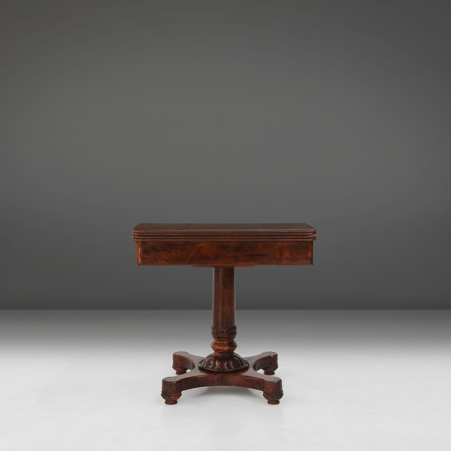 Victorian burl wood Folding Card Console Table, UK 19th Century-img